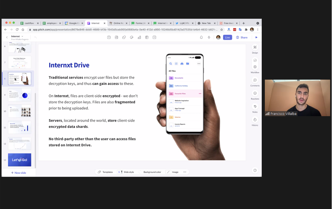 Fran Villalba mostrando Internxt.