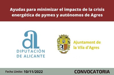Ayudas destinadas a minimizar el impacto de la crisis energética de pymes, micropymes y autónomos de Agres