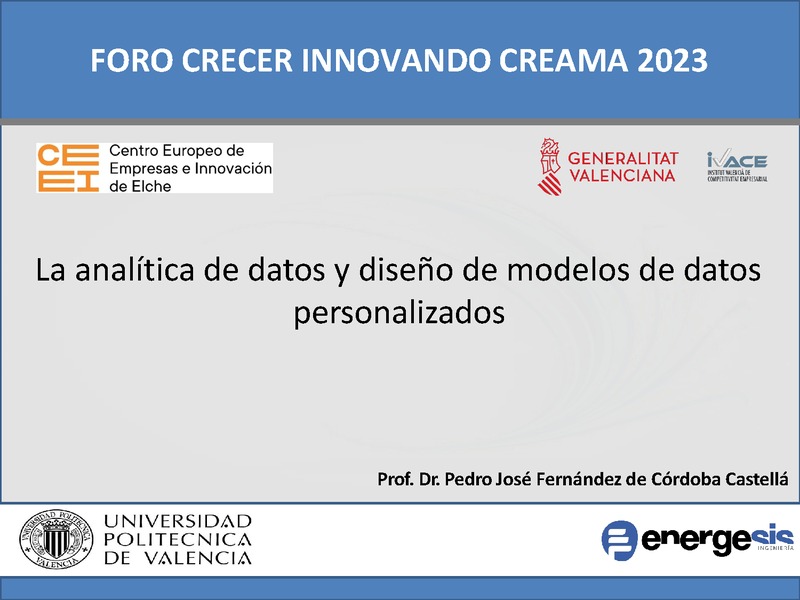 La anal�tica de datos y dise�o de modelos de datos personalizados