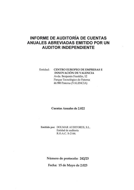 Informe Auditor�a CEEI VLC 2023