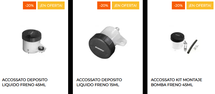 Depósito de líquido de frenos para moto