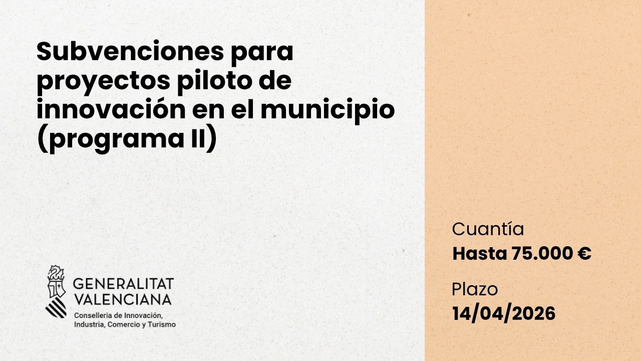 Subvenciones para proyectos piloto de innovación en el municipio (programa II)
