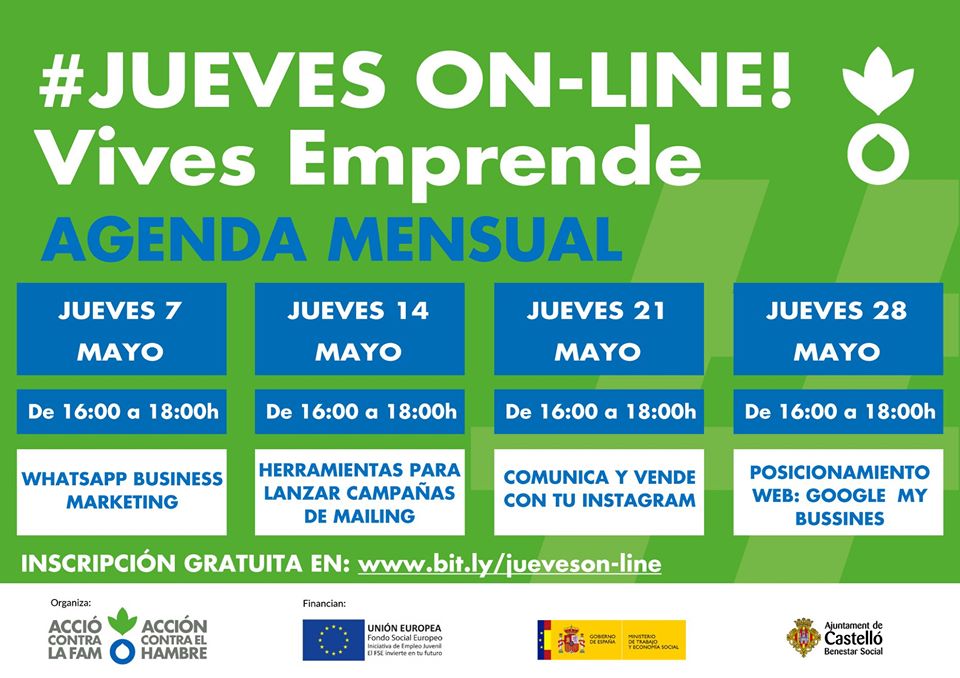 Ciclo de talleres mayo #JuevesOnLine Vives Emprende