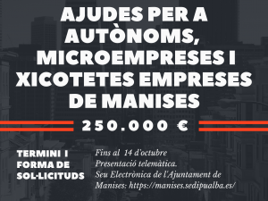 Ayudas a autónomos, microempresas y pequeñas empresas de Manises