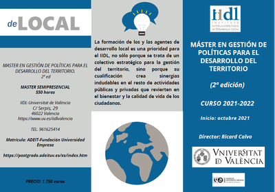 M�ster en Gesti�n de Pol�ticas para el Desarrollo del Territorio. 2.� EDICI�N