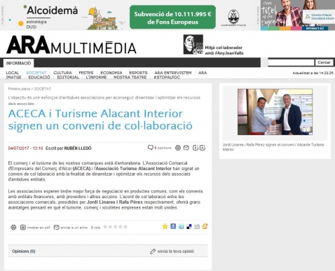 ACECA i Turisme Alacant Interior signen un conveni de colaboració - ARA MULTIMEDIA